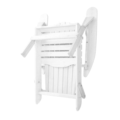 Gardeon 3PC Adirondack Outdoor Table and Chairs Wooden Foldable Beach Chair White - OZ Home Deals