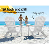 Gardeon 3PC Adirondack Outdoor Table and Chairs Wooden Foldable Beach Chair White - OZ Home Deals