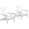 Gardeon 3PC Adirondack Outdoor Table and Chairs Wooden Foldable Beach Chair White - OZ Home Deals