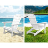 Gardeon 3PC Adirondack Outdoor Table and Chairs Wooden Foldable Beach Chair White - OZ Home Deals