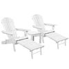 Gardeon 3PC Adirondack Outdoor Table and Chairs Wooden Sun Lounge Beach Patio White - OZ Home Deals