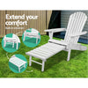 Gardeon 3PC Adirondack Outdoor Table and Chairs Wooden Sun Lounge Beach Patio White - OZ Home Deals