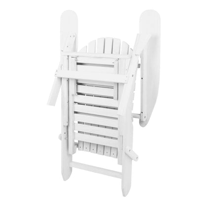 Gardeon 3PC Adirondack Outdoor Table and Chairs Wooden Sun Lounge Beach Patio White - OZ Home Deals