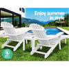 Gardeon 3PC Adirondack Outdoor Table and Chairs Wooden Sun Lounge Beach Patio White - OZ Home Deals