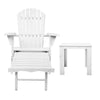 Gardeon 3PC Adirondack Outdoor Table and Chairs Wooden Sun Lounge Beach Patio White - OZ Home Deals