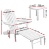Gardeon 3PC Adirondack Outdoor Table and Chairs Wooden Sun Lounge Beach Patio White - OZ Home Deals