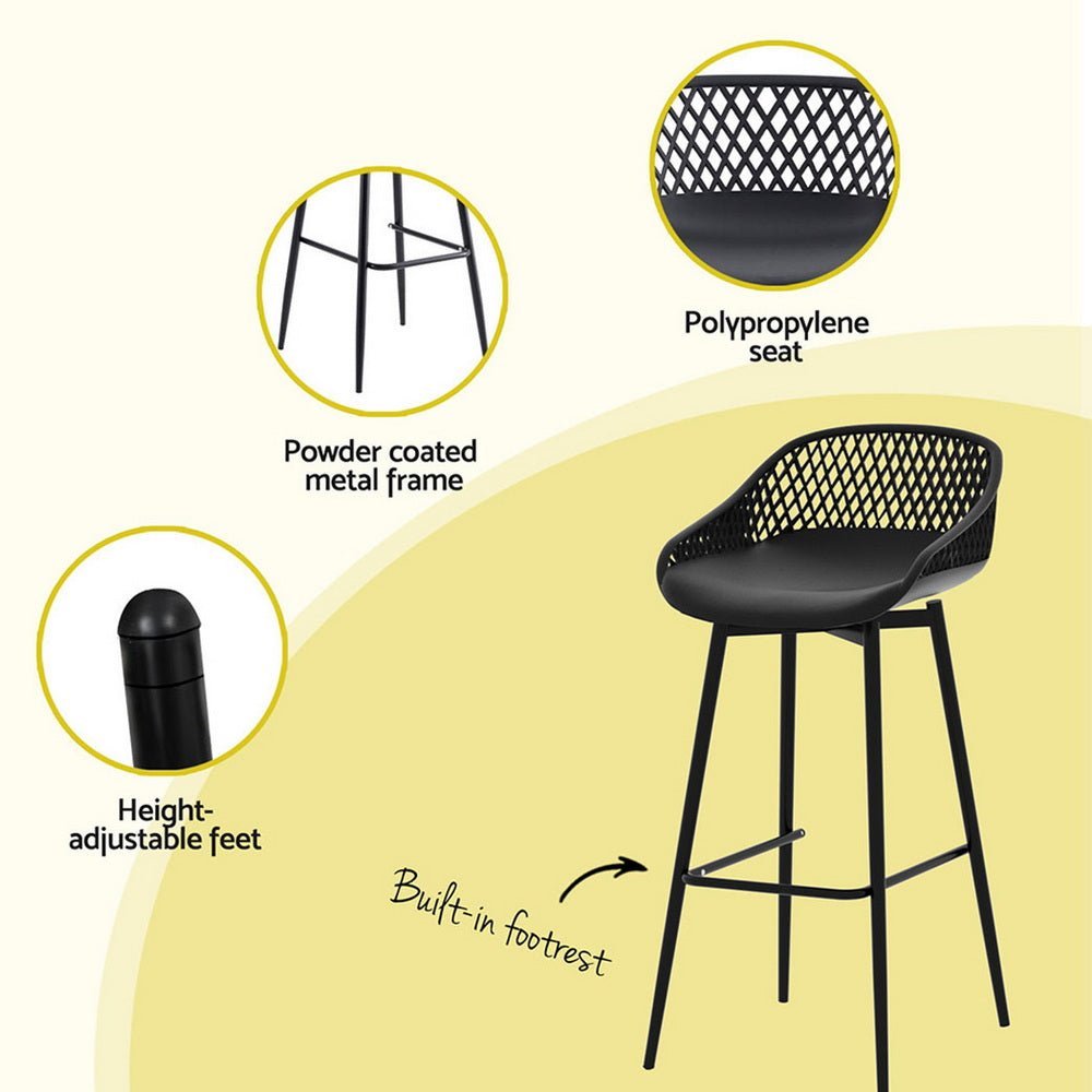 Gardeon 3PC Outdoor Bar Set Stools Dining Chairs Table Patio Furniture Bistro Set Black - OZ Home Deals