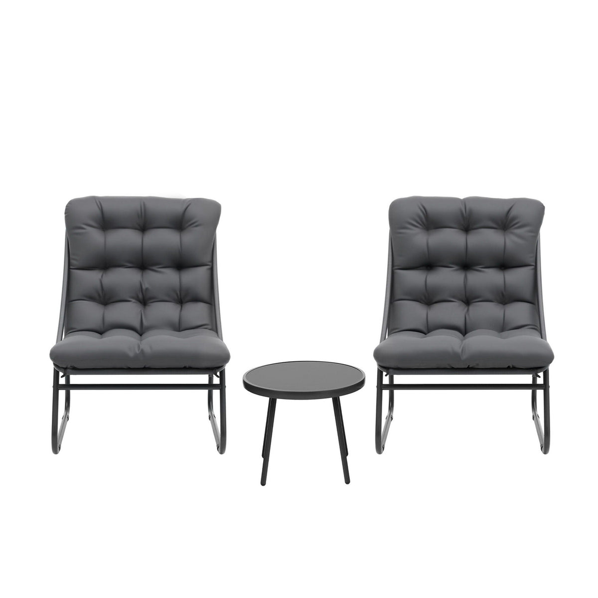 Gardeon 3PC Outdoor Bistro Set Patio Furniture Table and Chairs Steel Dining Chair - OZ Home Deals