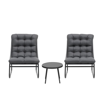 Gardeon 3PC Outdoor Bistro Set Patio Furniture Table and Chairs Steel Dining Chair - OZ Home Deals