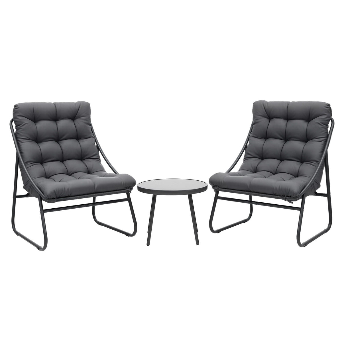 Gardeon 3PC Outdoor Bistro Set Patio Furniture Table and Chairs Steel Dining Chair - OZ Home Deals