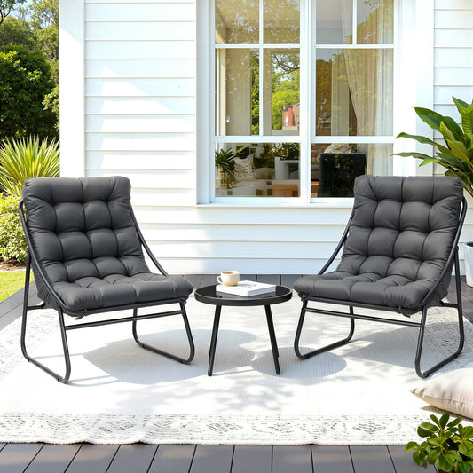 Gardeon 3PC Outdoor Bistro Set Patio Furniture Table and Chairs Steel Dining Chair - OZ Home Deals