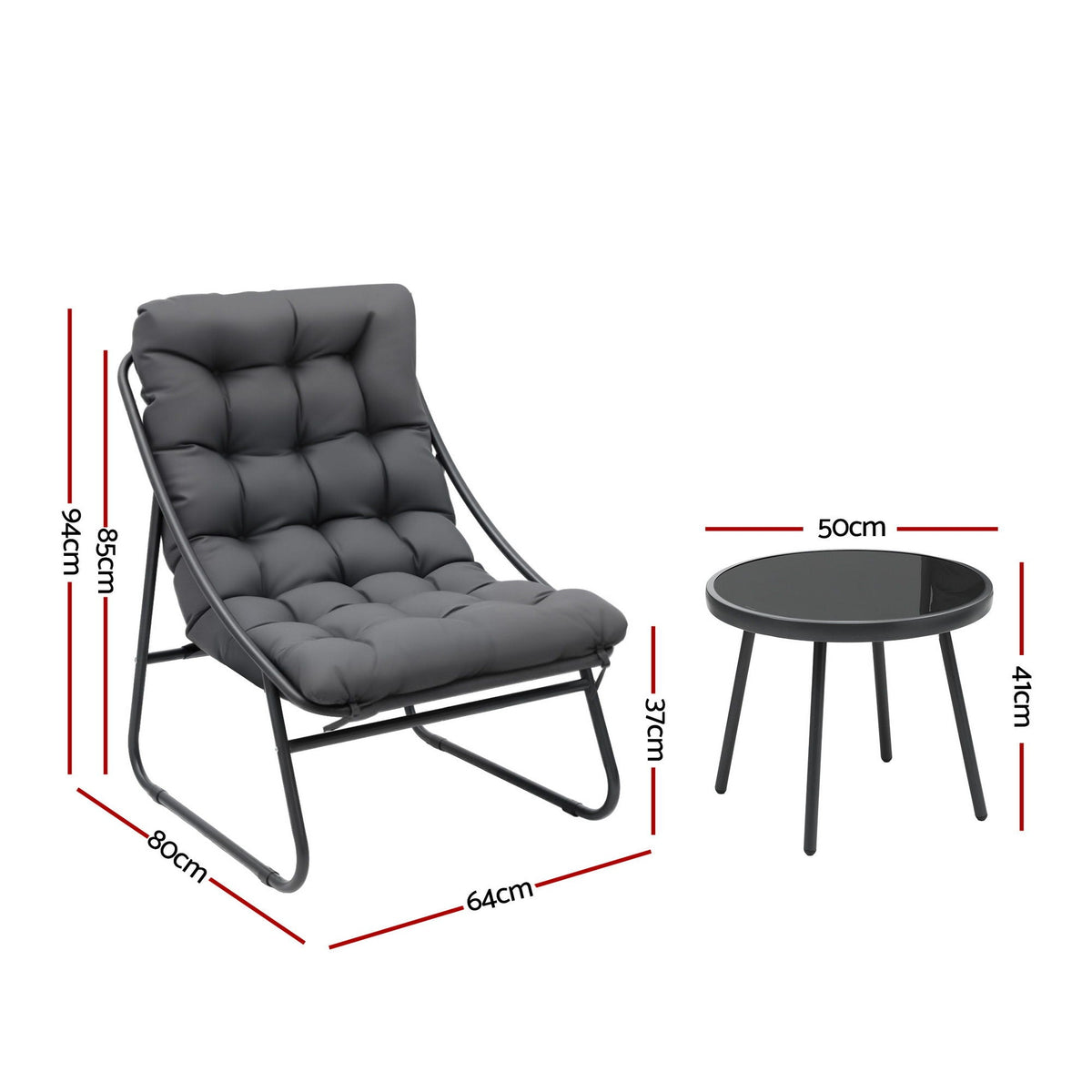 Gardeon 3PC Outdoor Bistro Set Patio Furniture Table and Chairs Steel Dining Chair - OZ Home Deals