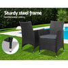 Gardeon 3PC Outdoor Bistro Set Patio Furniture Wicker Setting Chairs Table Cushion Black - OZ Home Deals