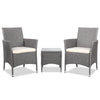 Gardeon 3PC Outdoor Bistro Set Patio Furniture Wicker Setting Chairs Table Cushion Grey - OZ Home Deals