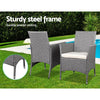 Gardeon 3PC Outdoor Bistro Set Patio Furniture Wicker Setting Chairs Table Cushion Grey - OZ Home Deals