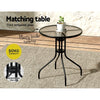 Gardeon 3PC Outdoor Bistro Set Table and Chairs Stackable Patio Furniture Black - OZ Home Deals
