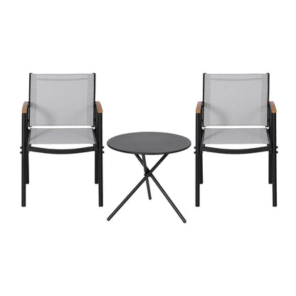 Gardeon 3PC Outdoor Bistro Set Table and Chairs Steel Dining Chair Patio Furniture Textilene - OZ Home Deals