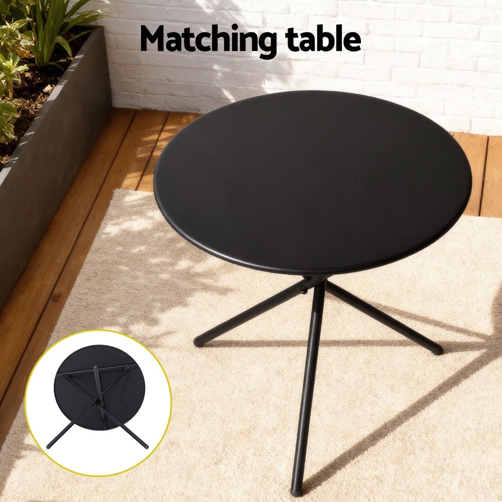 Gardeon 3PC Outdoor Bistro Set Table and Chairs Steel Dining Chair Patio Furniture Textilene - OZ Home Deals