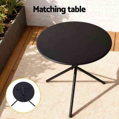 Gardeon 3PC Outdoor Bistro Set Table and Chairs Steel Dining Chair Patio Furniture Textilene - OZ Home Deals