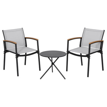 Gardeon 3PC Outdoor Bistro Set Table and Chairs Steel Dining Chair Patio Furniture Textilene - OZ Home Deals
