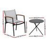 Gardeon 3PC Outdoor Bistro Set Table and Chairs Steel Dining Chair Patio Furniture Textilene - OZ Home Deals
