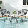 Gardeon 3PC Outdoor Furniture Bistro Set Lounge Setting Table Chairs Cushion Patio Grey - OZ Home Deals