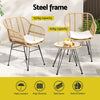Gardeon 3PC Outdoor Furniture Bistro Set Lounge Setting Table Chairs Cushion Patio Grey - OZ Home Deals