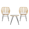 Gardeon 3PC Outdoor Furniture Bistro Set Lounge Setting Table Chairs Cushion Patio Grey - OZ Home Deals