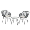 Gardeon 3PC Outdoor Furniture Bistro Set Lounge Setting Table Chairs Cushion Patio Grey - OZ Home Deals