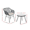 Gardeon 3PC Outdoor Furniture Bistro Set Lounge Setting Table Chairs Cushion Patio Grey - OZ Home Deals