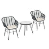 Gardeon 3PC Outdoor Furniture Bistro Set Lounge Setting Table Chairs Cushion Patio Grey - OZ Home Deals