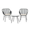Gardeon 3PC Outdoor Furniture Bistro Set Lounge Setting Table Chairs Cushion Patio Grey - OZ Home Deals