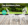Gardeon 3PC Outdoor Setting Bistro Set Chairs Table Cast Aluminum Patio Furniture Rose White - OZ Home Deals
