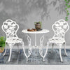 Gardeon 3PC Outdoor Setting Bistro Set Chairs Table Cast Aluminum Patio Furniture Rose White - OZ Home Deals