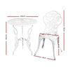 Gardeon 3PC Outdoor Setting Bistro Set Chairs Table Cast Aluminum Patio Furniture Rose White - OZ Home Deals