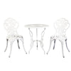 Gardeon 3PC Outdoor Setting Bistro Set Chairs Table Cast Aluminum Patio Furniture Rose White - OZ Home Deals