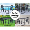 Gardeon 3PC Outdoor Setting Bistro Set Chairs Table Cast Aluminum Rose Black - OZ Home Deals