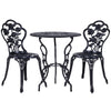 Gardeon 3PC Outdoor Setting Bistro Set Chairs Table Cast Aluminum Rose Black - OZ Home Deals
