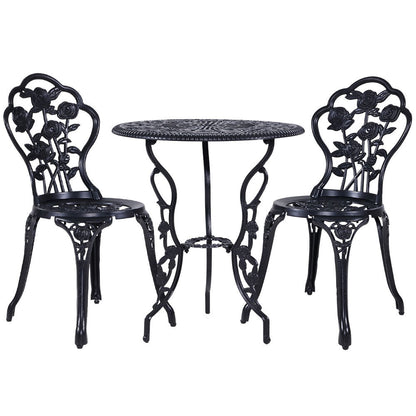 Gardeon 3PC Outdoor Setting Bistro Set Chairs Table Cast Aluminum Rose Black - OZ Home Deals