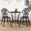 Gardeon 3PC Outdoor Setting Bistro Set Chairs Table Cast Aluminum Rose Black - OZ Home Deals