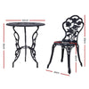 Gardeon 3PC Outdoor Setting Bistro Set Chairs Table Cast Aluminum Rose Black - OZ Home Deals