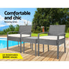 Gardeon 3PC Patio Furniture Bistro Set Wicker Outdoor Lounge Setting Grey - OZ Home Deals