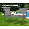 Gardeon 3PC Patio Furniture Bistro Set Wicker Outdoor Lounge Setting Grey - OZ Home Deals