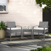 Gardeon 3PC Patio Furniture Bistro Set Wicker Outdoor Lounge Setting Grey - OZ Home Deals