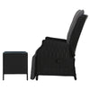 Gardeon 3PC Recliner Chairs Table Sun lounge Outdoor Furniture Wicker Adjustable Black - OZ Home Deals