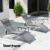 Gardeon 3PC Sun Lounge Outdoor Lounger Steel Table Chairs Patio Furniture Grey - OZ Home Deals
