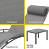 Gardeon 3PC Sun Lounge Outdoor Lounger Steel Table Chairs Patio Furniture Grey - OZ Home Deals