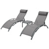 Gardeon 3PC Sun Lounge Outdoor Lounger Steel Table Chairs Patio Furniture Grey - OZ Home Deals