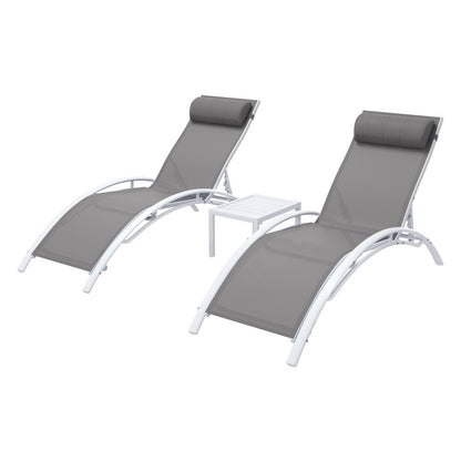 Gardeon 3PC Sun Lounge Outdoor Lounger Table Chairs Steel Patio Furniture Garden - OZ Home Deals