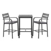 Gardeon 3Pcs Outdoor Bar Set Stools Dining Chairs Table Patio Aluminium Bistro Set Black - OZ Home Deals